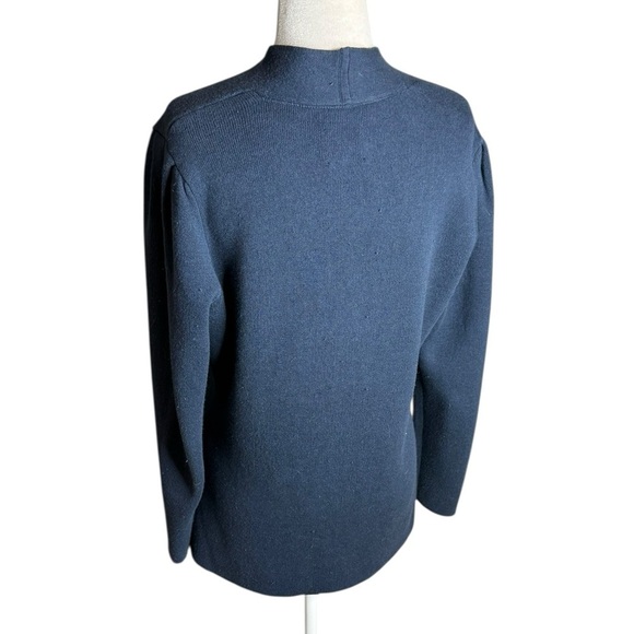 NIC+ZOE Blue Cardigan Sweater V-Neck Fitted FEMME SLEEVE JACKET size Small - Picture 6 of 13